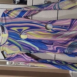 Retro Disco KEYHOLE dress Shane Justin Size M. Blue,Yellow,Purple